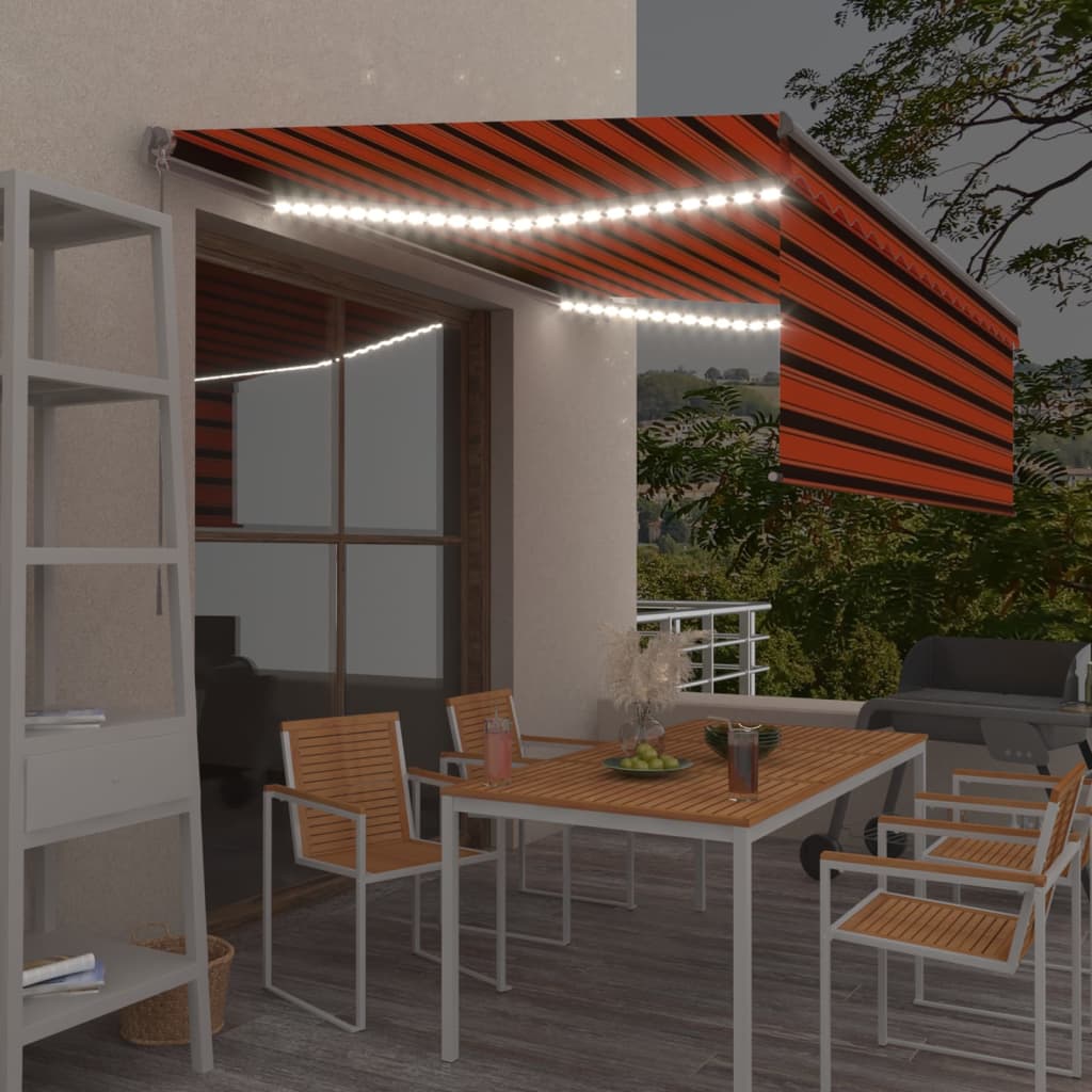 narancssárga-barna kézzel kihúzható LED-es napellenző 4 x 3 m