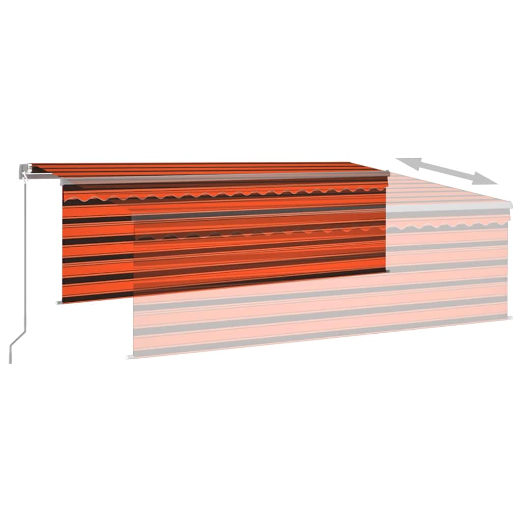 narancssárga-barna kihúzható LED-es napellenző redőnnyel 4,5x3m