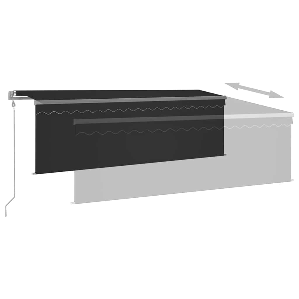 szürke redőnyös, LED-es, szélérzékelős napellenző 4,5 x 3 m
