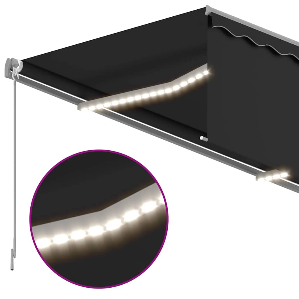 szürke redőnyös, LED-es, szélérzékelős napellenző 4,5 x 3 m