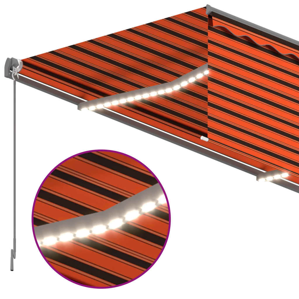 narancs-barna redőnyös, LED-es, szélérzékelős napellenző 4,5x3m
