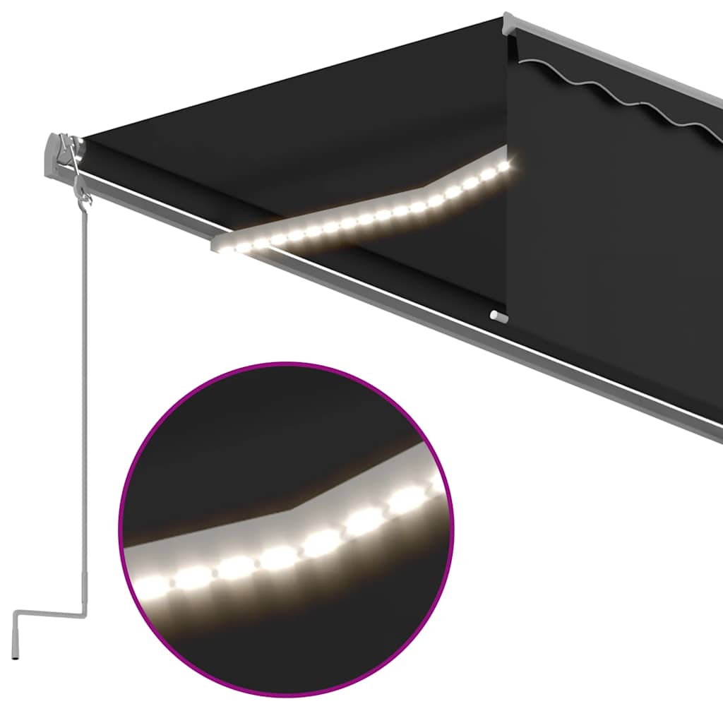 antracitszürke kihúzható LED-es napellenző redőnnyel 6 x 3 m