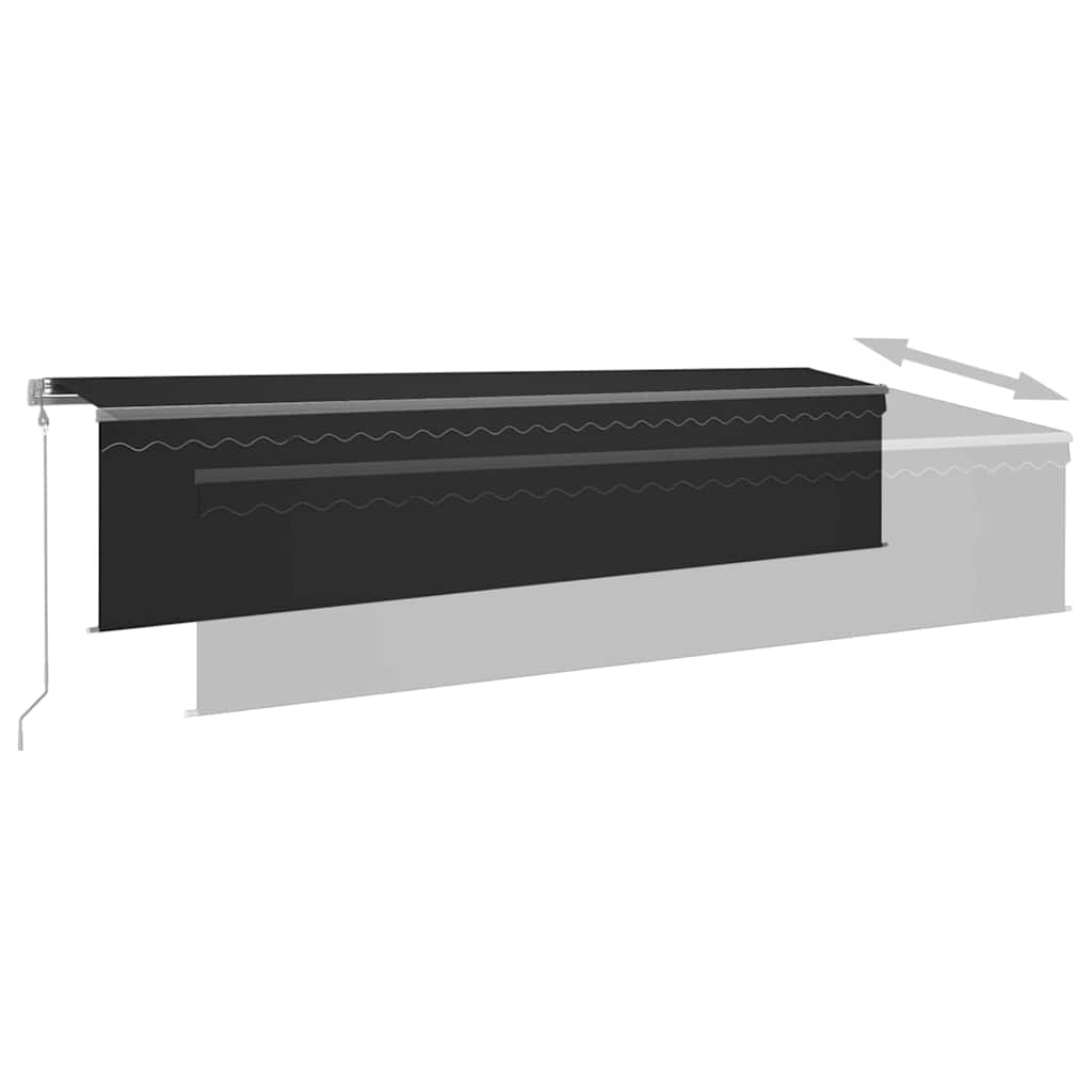 antracitszürke redőnyös, LED-es, szélérzékelős napellenző 6x3 m