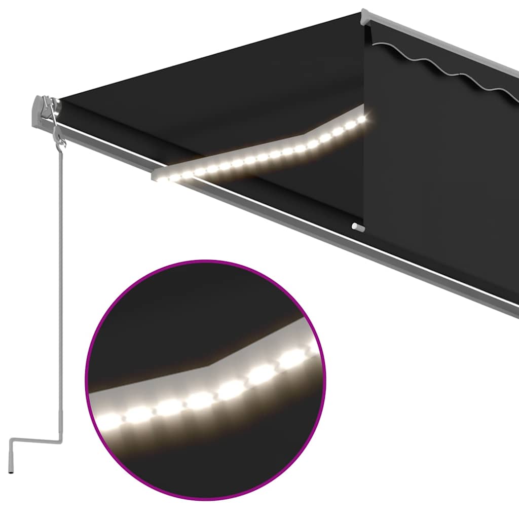 antracitszürke redőnyös, LED-es, szélérzékelős napellenző 6x3 m