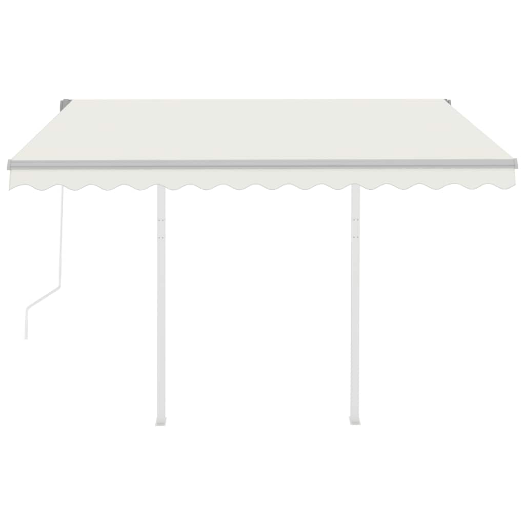 krémszínű automata napellenző póznákkal 3 x 2,5 m
