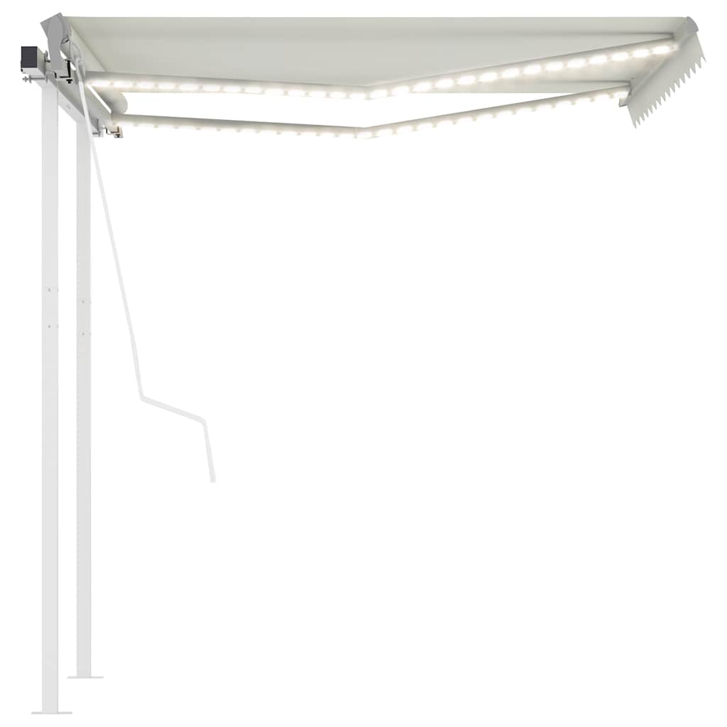 krémszínű automata szélérzékelős és LED-es napellenző 3x2,5 m