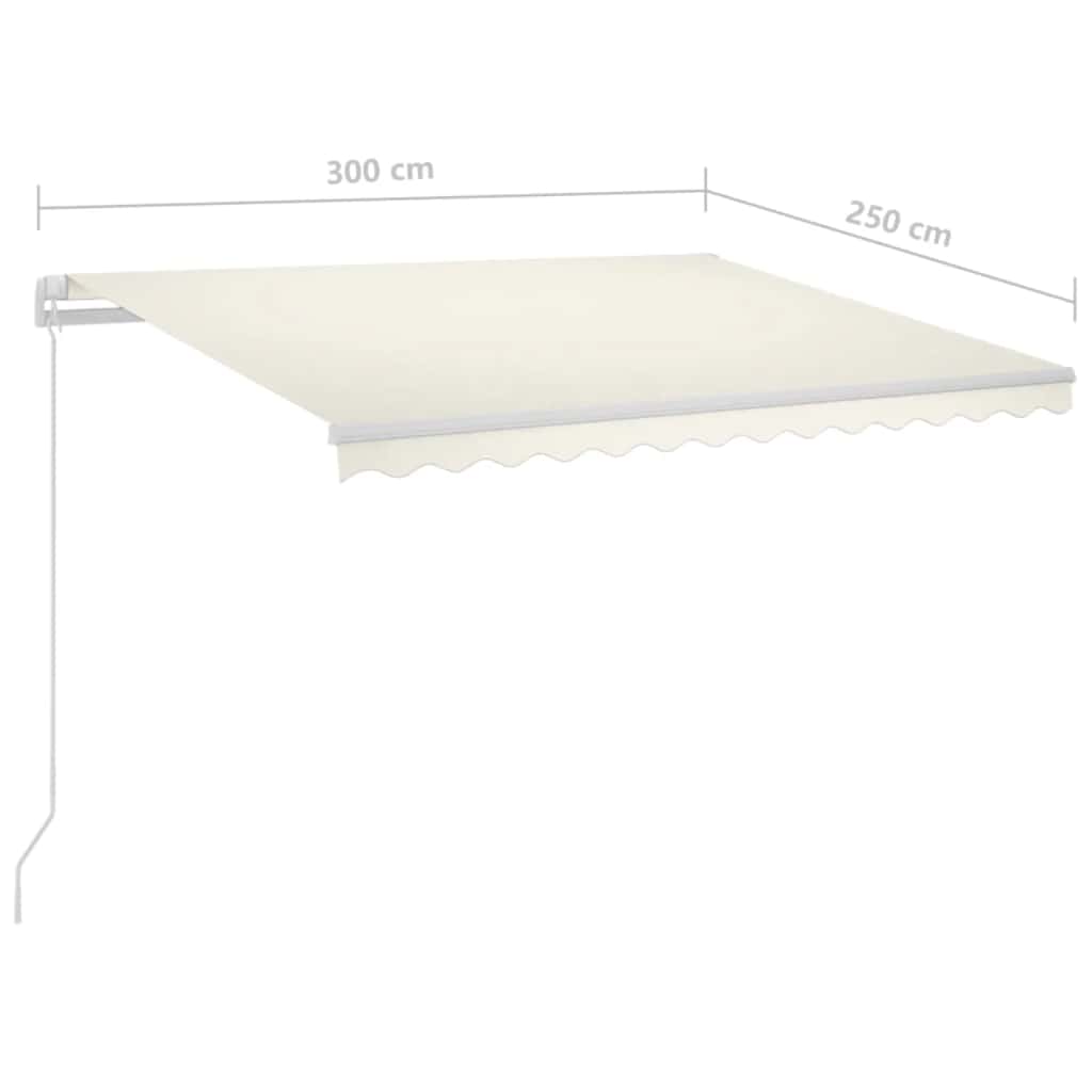 krémszínű automata szélérzékelős és LED-es napellenző 3x2,5 m