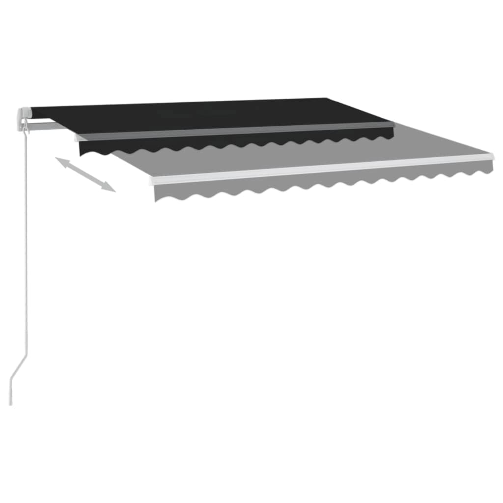 antracitszürke szélérzékelős és LED-es napellenző 3x2,5 m