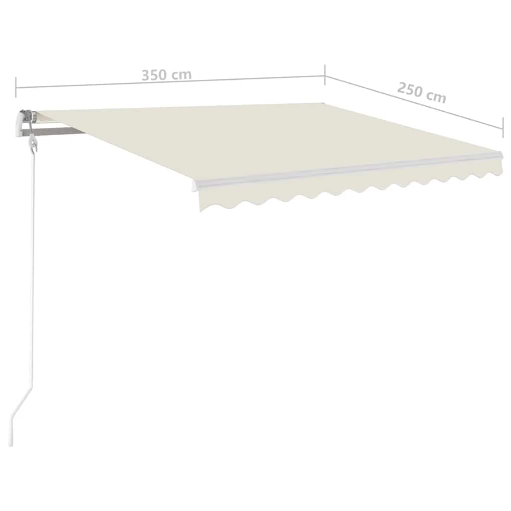 krémszínű kézzel kihúzható LED-es napellenző 3,5 x 2,5 m