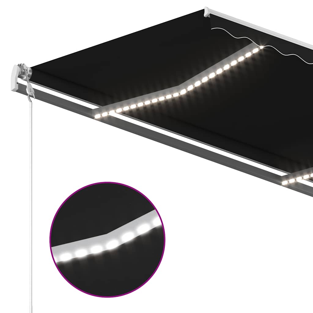 antracitszürke kézzel kihúzható LED-es napellenző 3,5 x 2,5 m