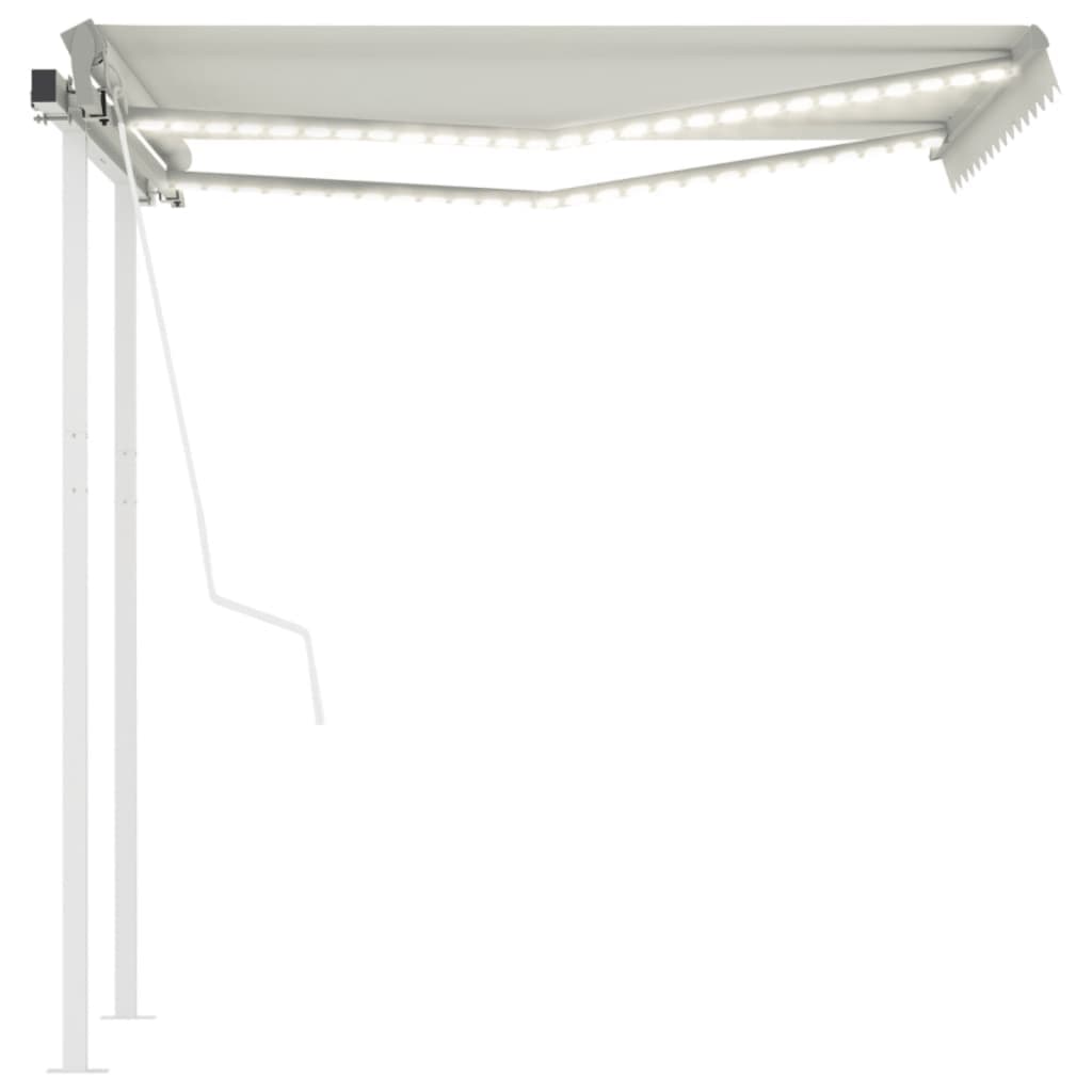 krémszínű automata szélérzékelős és LED-es napellenző 3,5x2,5 m