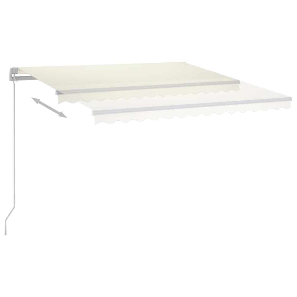 krémszínű automata szélérzékelős és LED-es napellenző 3,5x2,5 m
