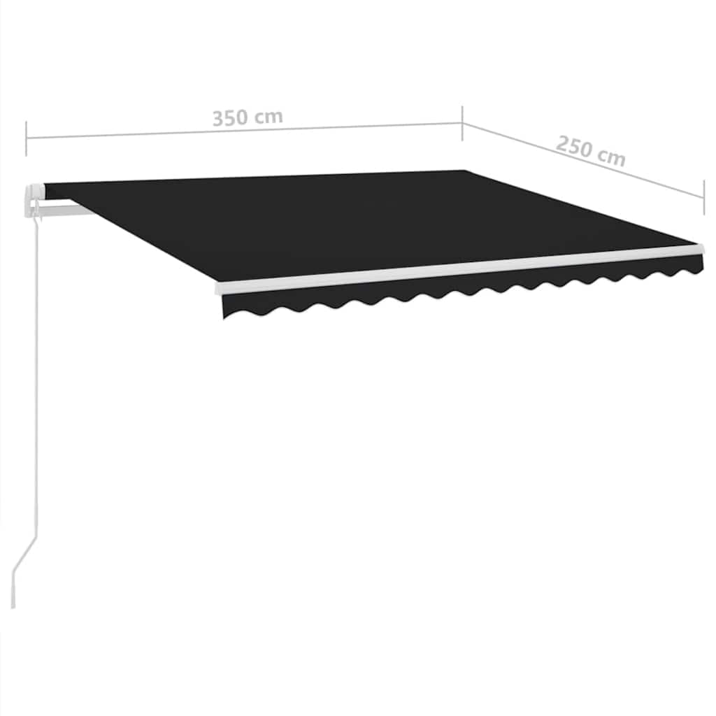 antracitszürke szélérzékelős és LED-es napellenző 3,5 x 2,5 m
