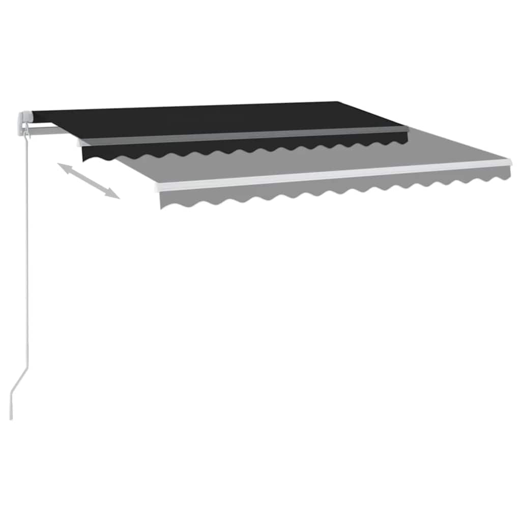 antracitszürke szélérzékelős és LED-es napellenző 3,5 x 2,5 m