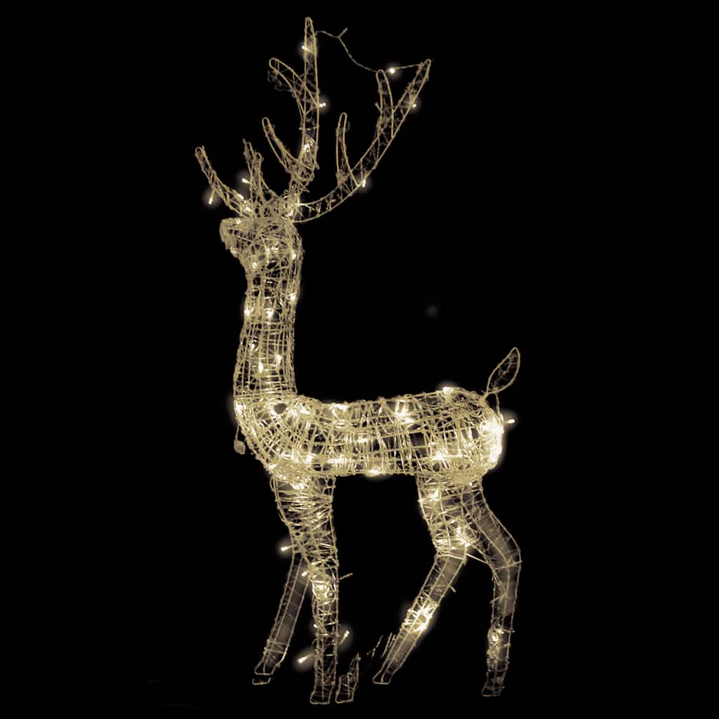 meleg fehér akril karácsonyi rénszarvas dísz 140 LED-del 128 cm