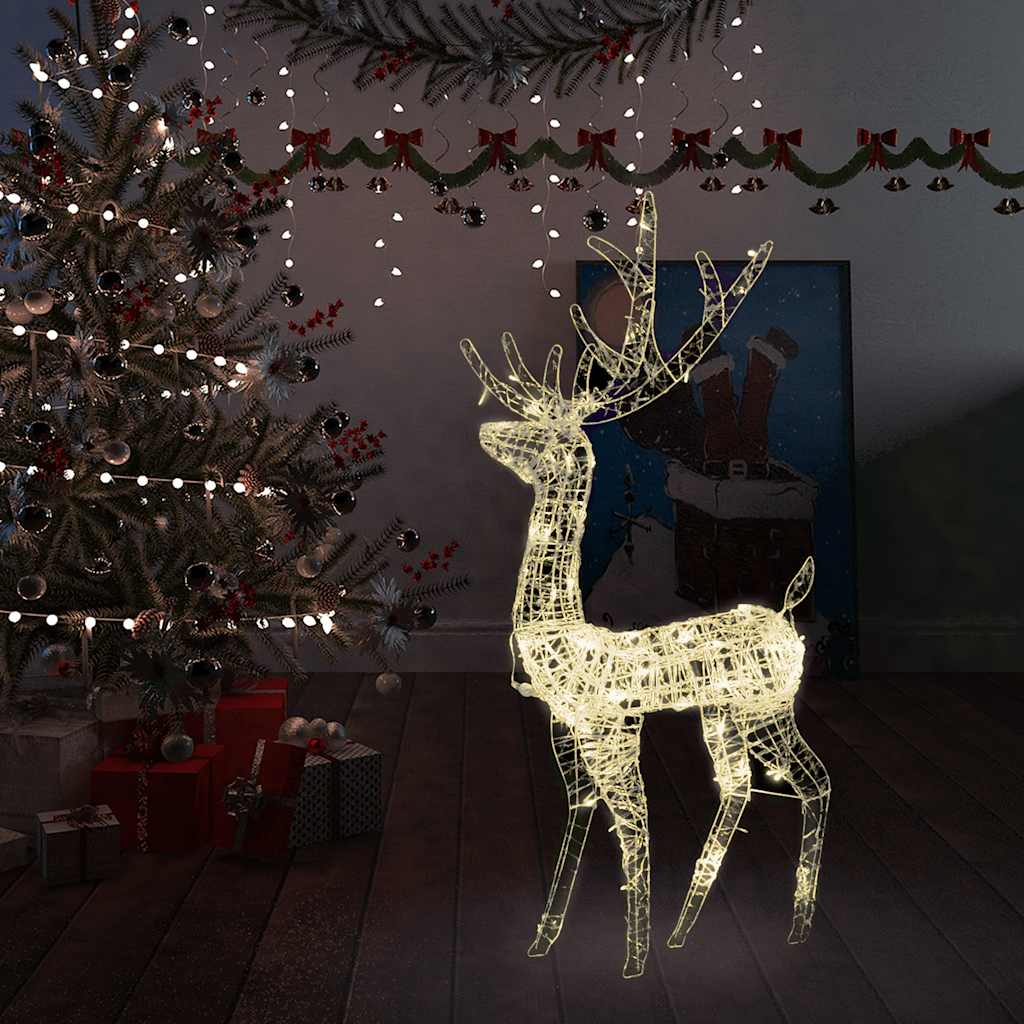 meleg fehér akril karácsonyi rénszarvas dísz 140 LED-del 128 cm