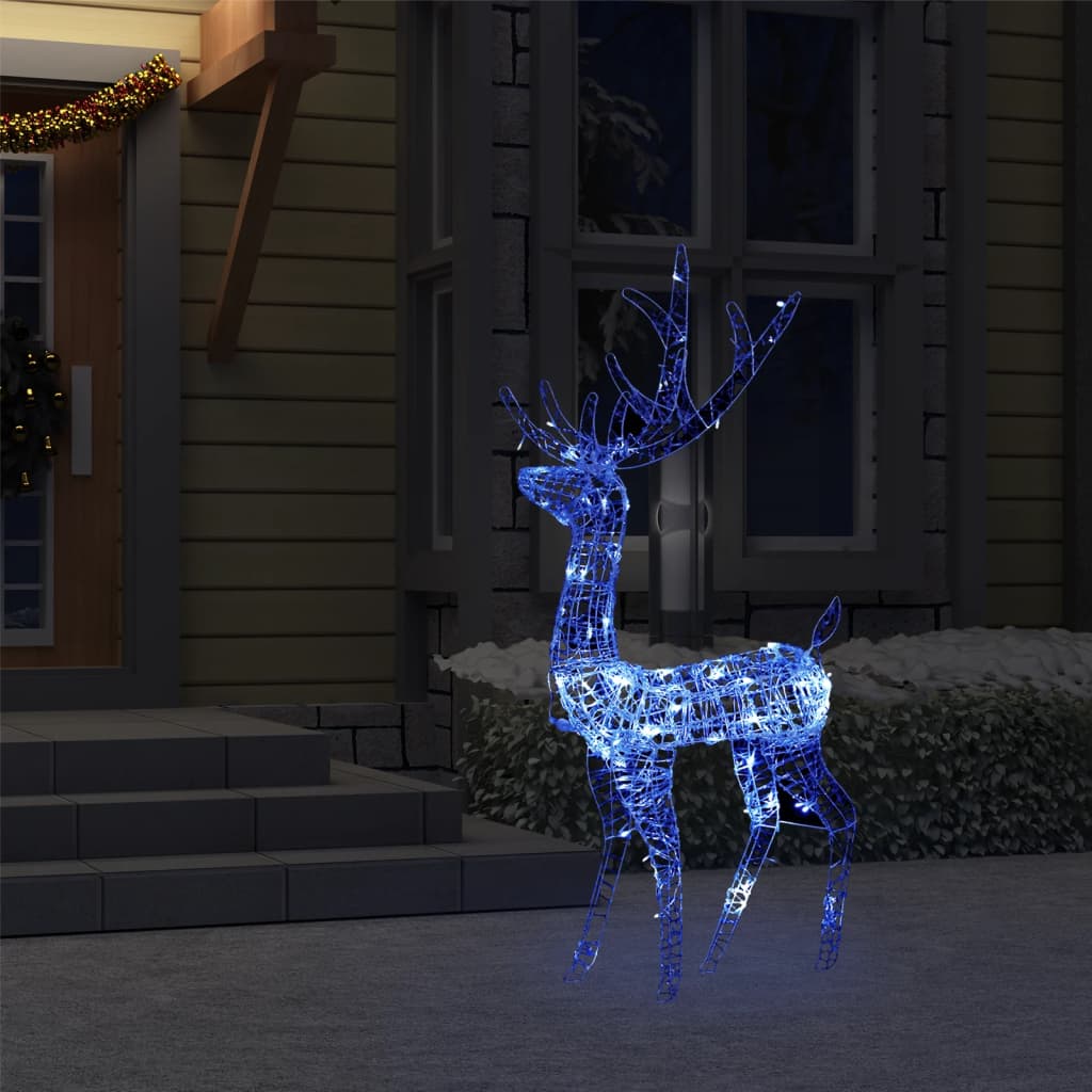 kék akril rénszarvasos karácsonyi dekoráció 140 LED-del 128 cm