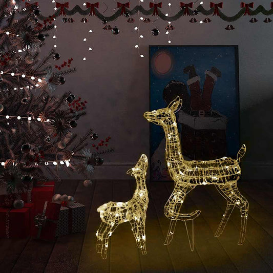 160 LED-es meleg fehér akril karácsonyi rénszarvascsalád