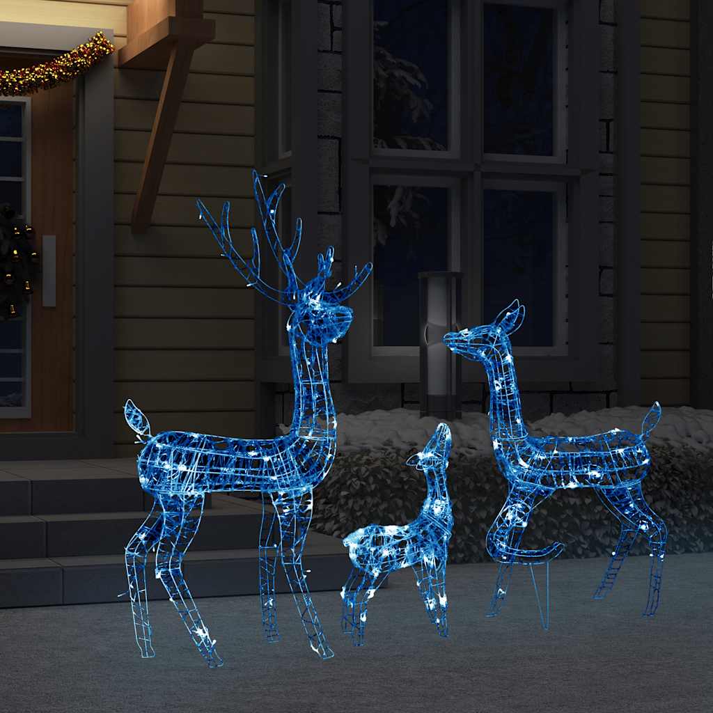 300 LED-es kék akril karácsonyi rénszarvascsalád