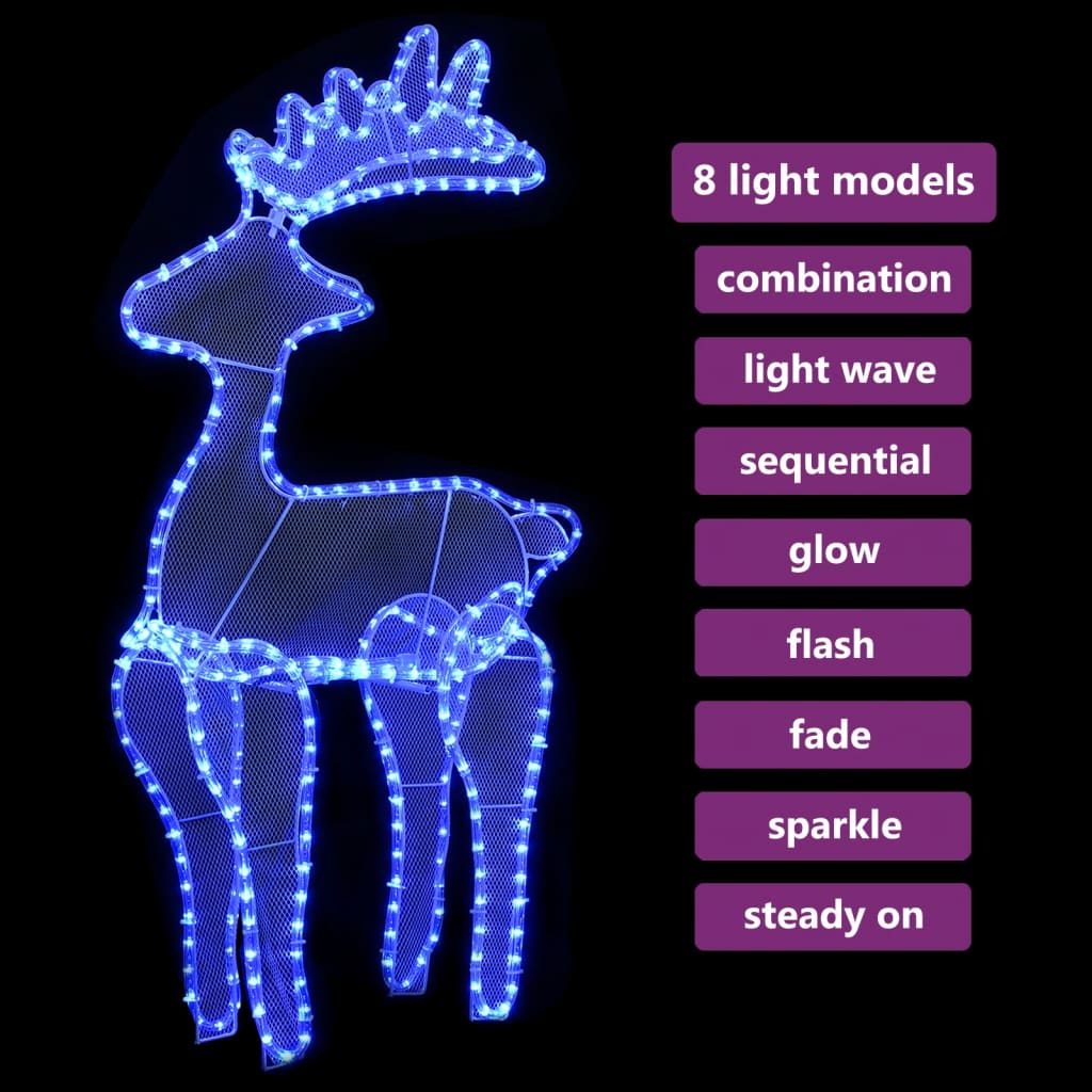 rénszarvasos karácsonyi dísz hálóval és 306 LED-del 60x24x89 cm
