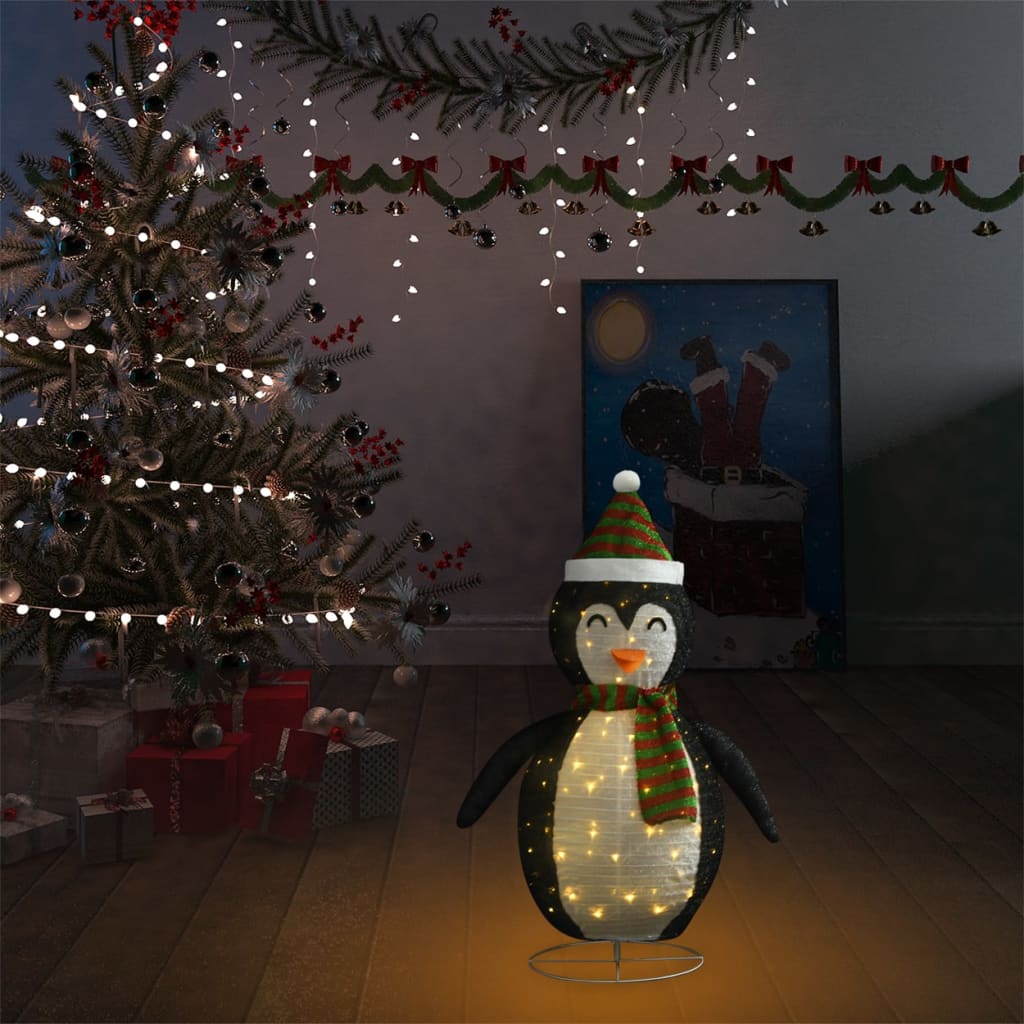 dekoratív luxus szövet karácsonyi LED-es pingvinfigura 60 cm