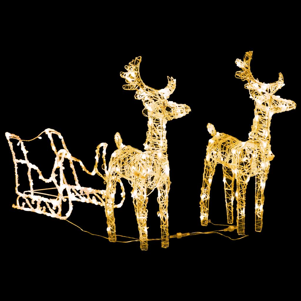 akril rénszarvasos-szános karácsonyi dísz 160 LED-del 130 cm