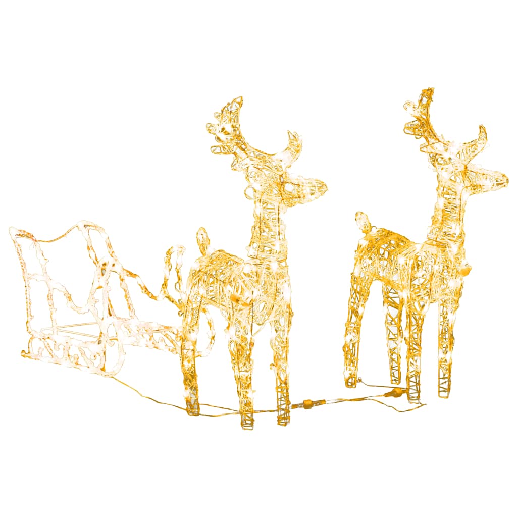 akril rénszarvasos-szános karácsonyi dísz 160 LED-del 130 cm