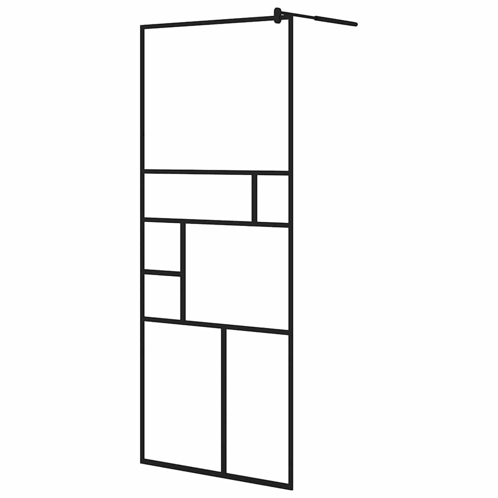 fekete zuhanyfal átlátszó ESG üveggel 80 x 195 cm