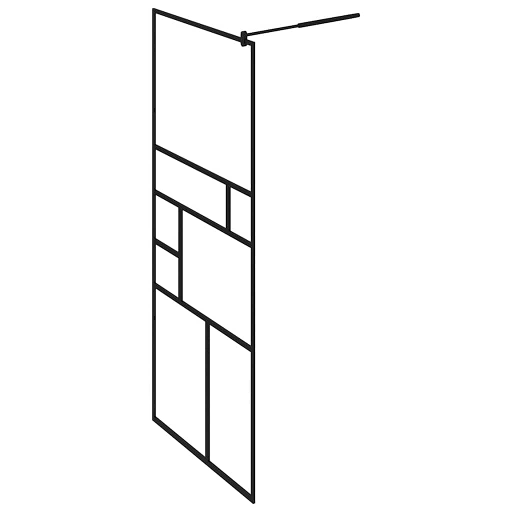 fekete zuhanyfal átlátszó ESG üveggel 80 x 195 cm