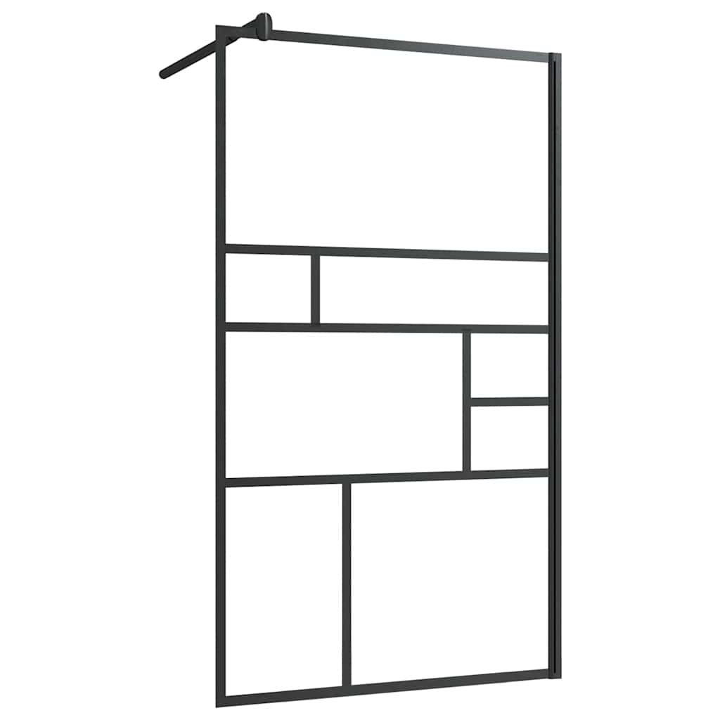 fekete zuhanyfal átlátszó ESG üveggel 90 x 195 cm