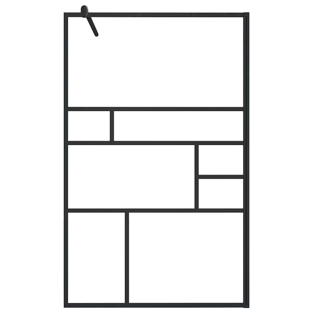 fekete zuhanyfal átlátszó ESG üveggel 100 x 195 cm
