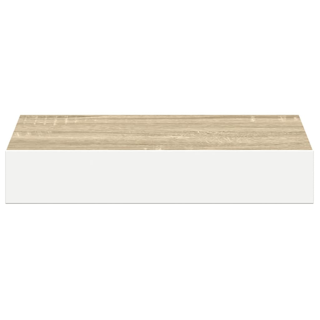 tölgyszínű és fehér MDF lebegő fali polc 23 x 23,5 x 3,8 cm
