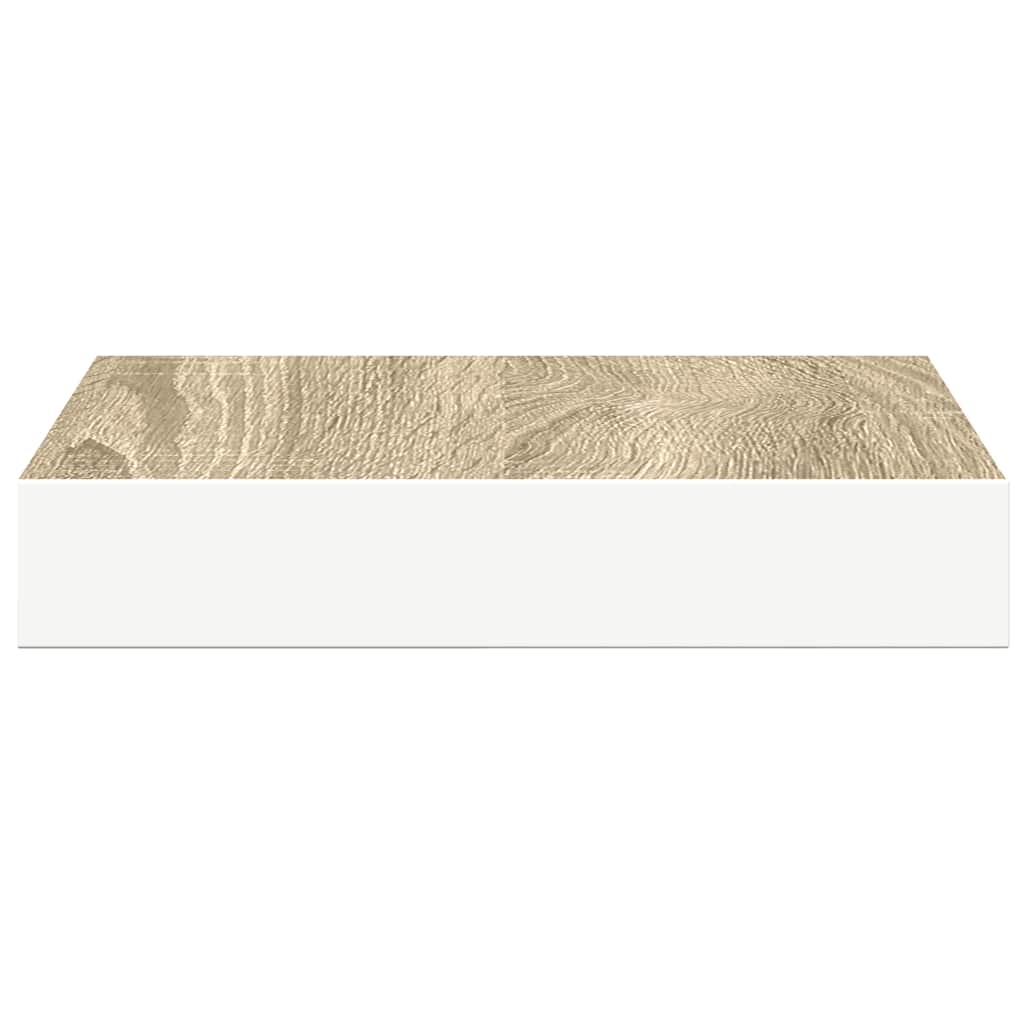 tölgyszínű és fehér MDF lebegő fali polc 23 x 23,5 x 3,8 cm