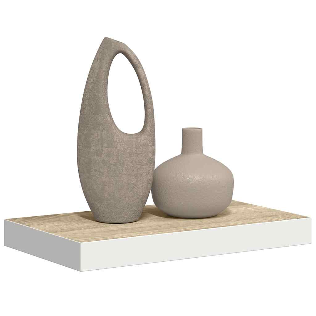 tölgyszínű és fehér MDF lebegő fali polc 40 x 23,5 x 3,8 cm