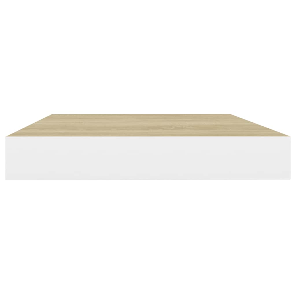 4 db tölgyszínű és fehér MDF lebegő fali polc 40 x 23,5 x 3,8 cm