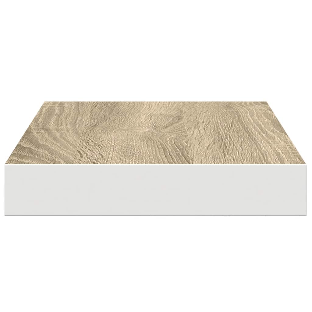 4 db tölgyszínű és fehér MDF lebegő fali polc 40 x 23,5 x 3,8 cm
