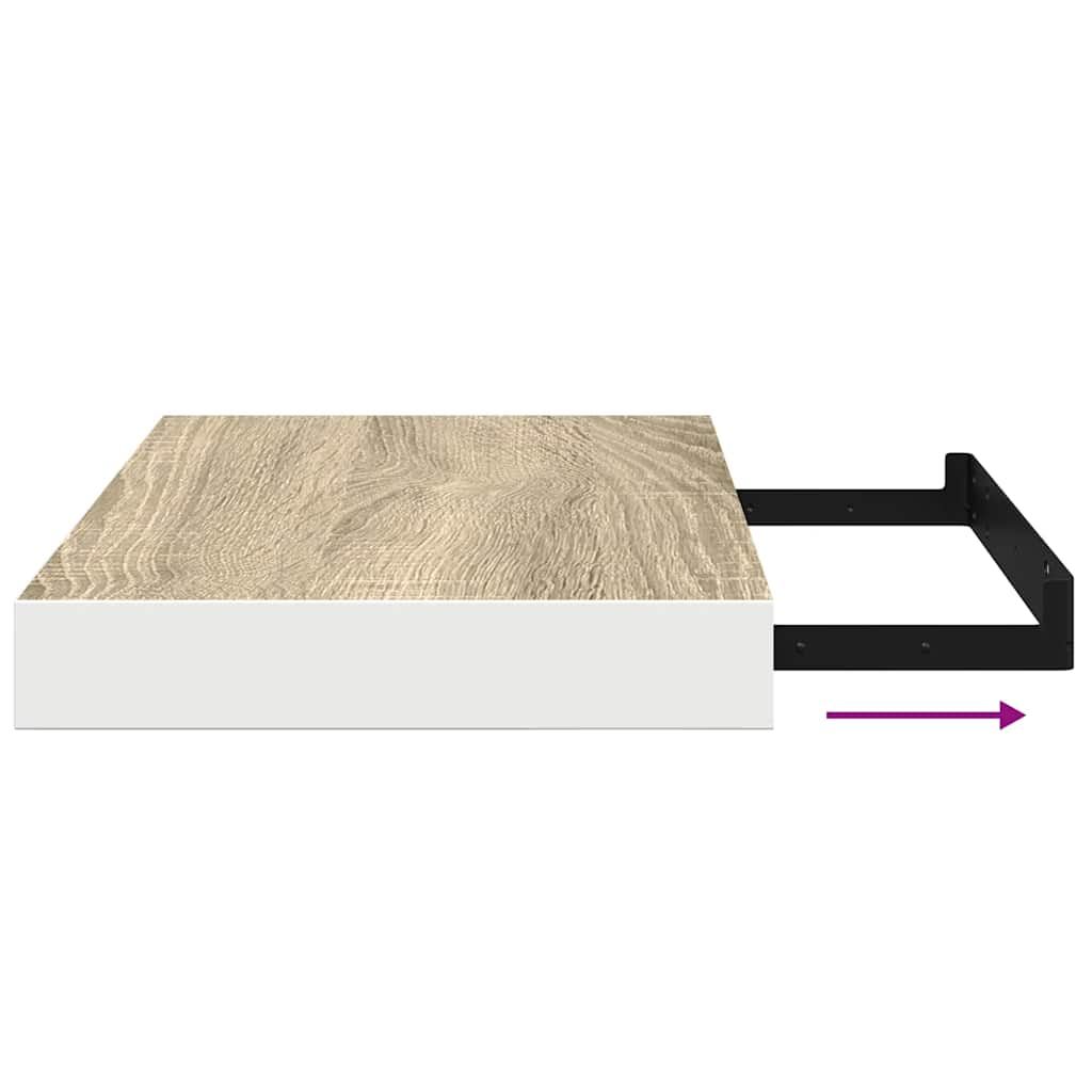 4 db tölgyszínű és fehér MDF lebegő fali polc 40 x 23,5 x 3,8 cm