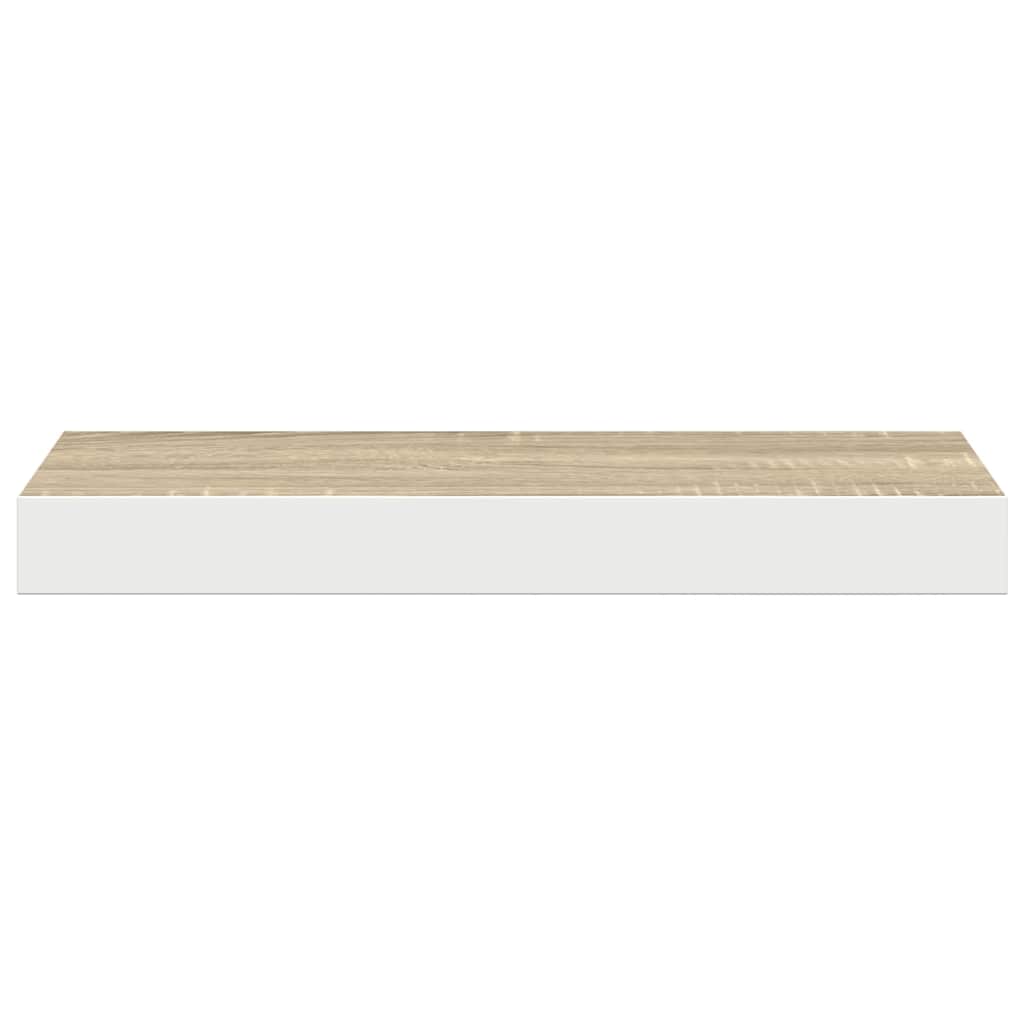 tölgyszínű és fehér MDF lebegő fali polc 50 x 23,5 x 3,8 cm