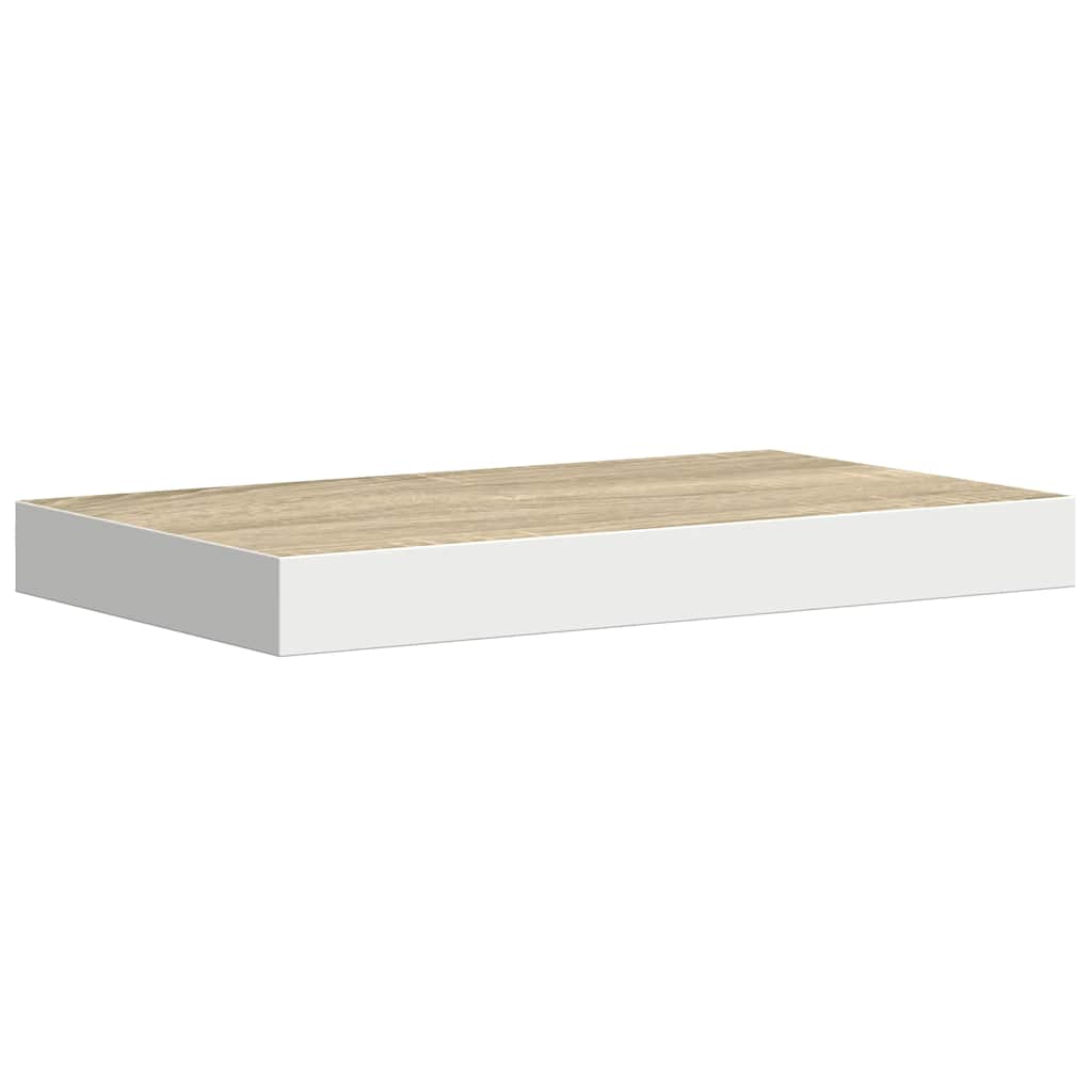 4 db tölgyszínű és fehér MDF lebegő fali polc 50 x 23,5 x 3,8 cm