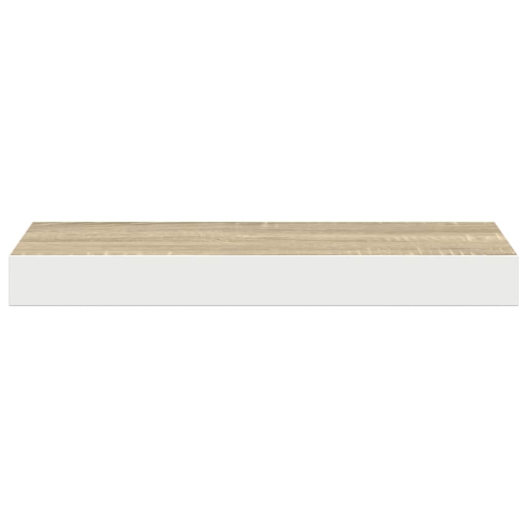 4 db tölgyszínű és fehér MDF lebegő fali polc 50 x 23,5 x 3,8 cm