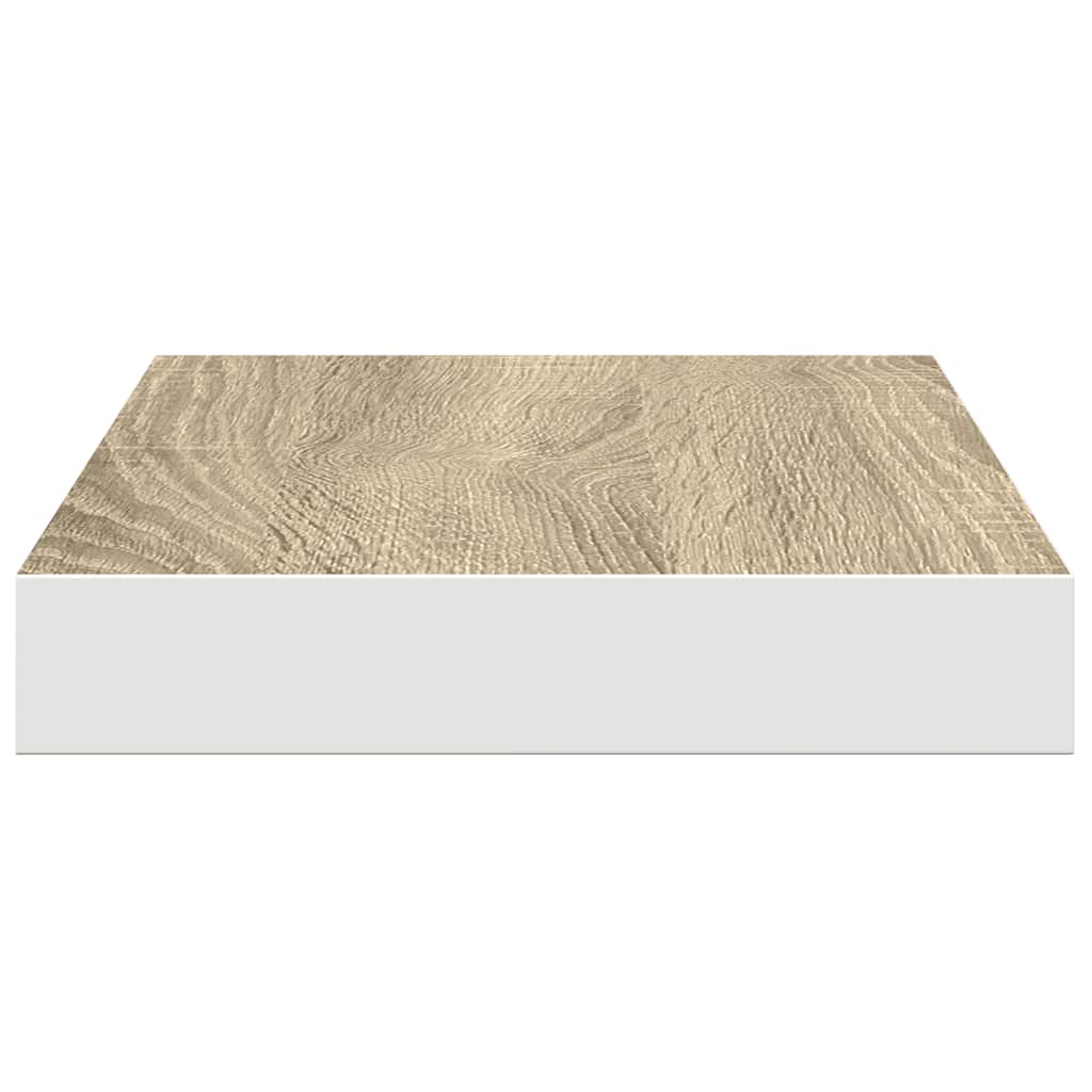 4 db tölgyszínű és fehér MDF lebegő fali polc 50 x 23,5 x 3,8 cm