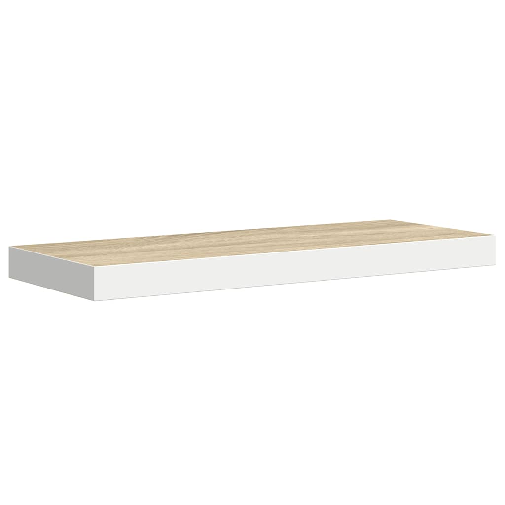 tölgyszínű és fehér MDF lebegő fali polc 60 x 23,5 x 3,8 cm