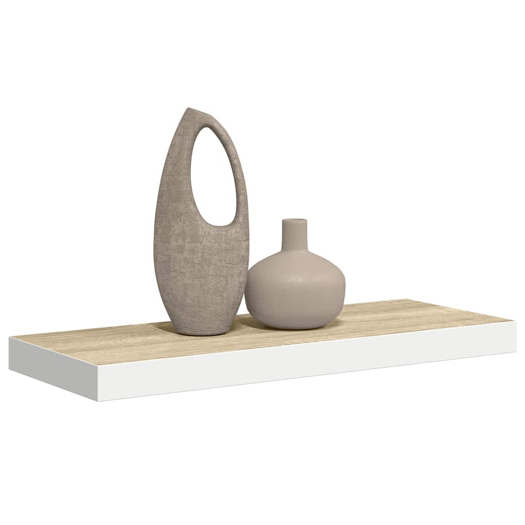 tölgyszínű és fehér MDF lebegő fali polc 60 x 23,5 x 3,8 cm