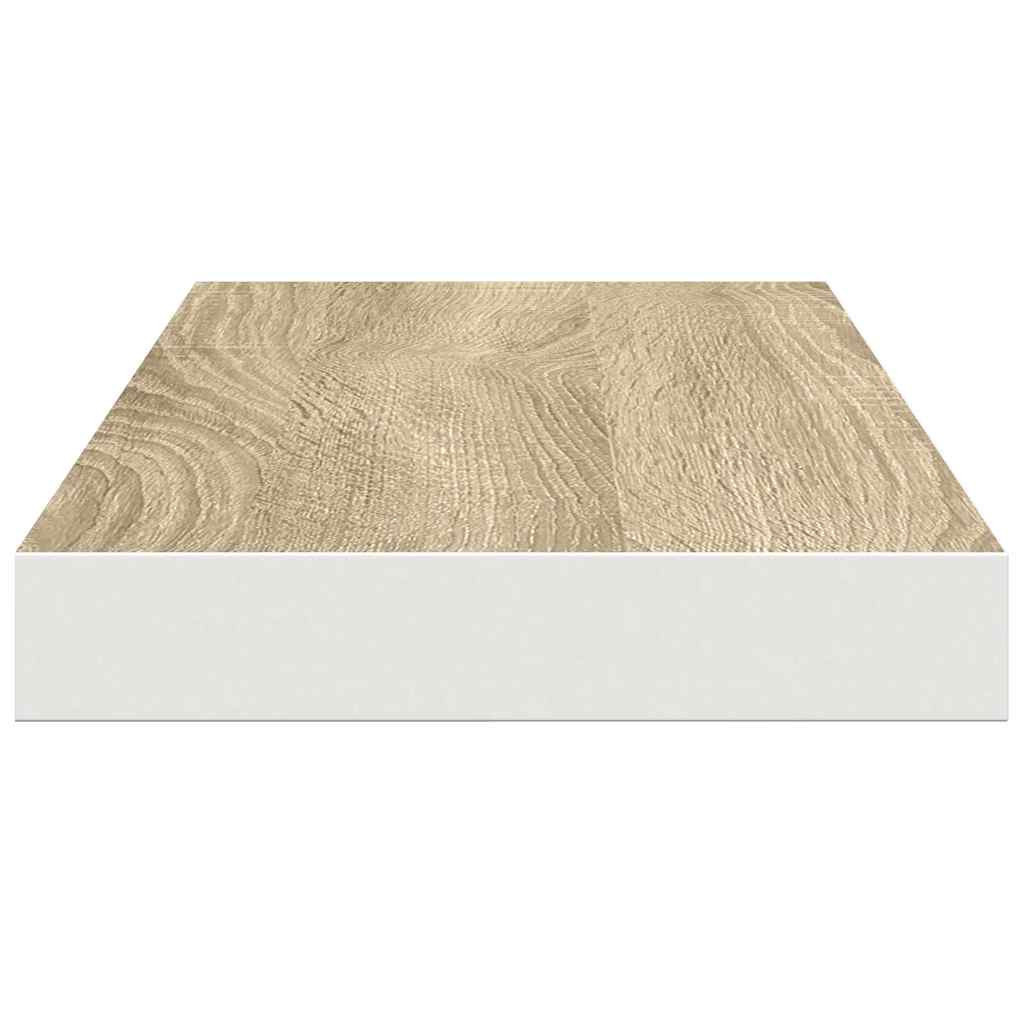 tölgyszínű és fehér MDF lebegő fali polc 60 x 23,5 x 3,8 cm