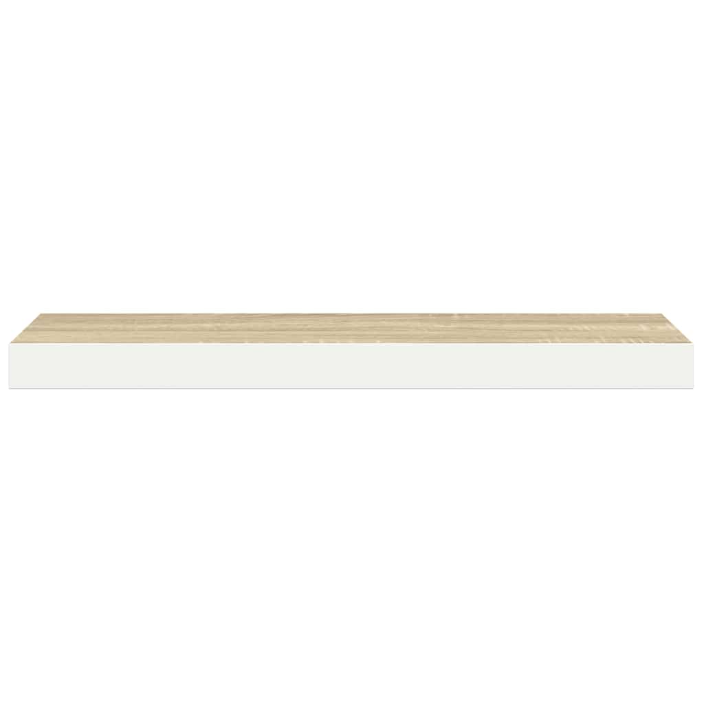 tölgyszínű és fehér MDF lebegő fali polc 80 x 23,5 x 3,8 cm