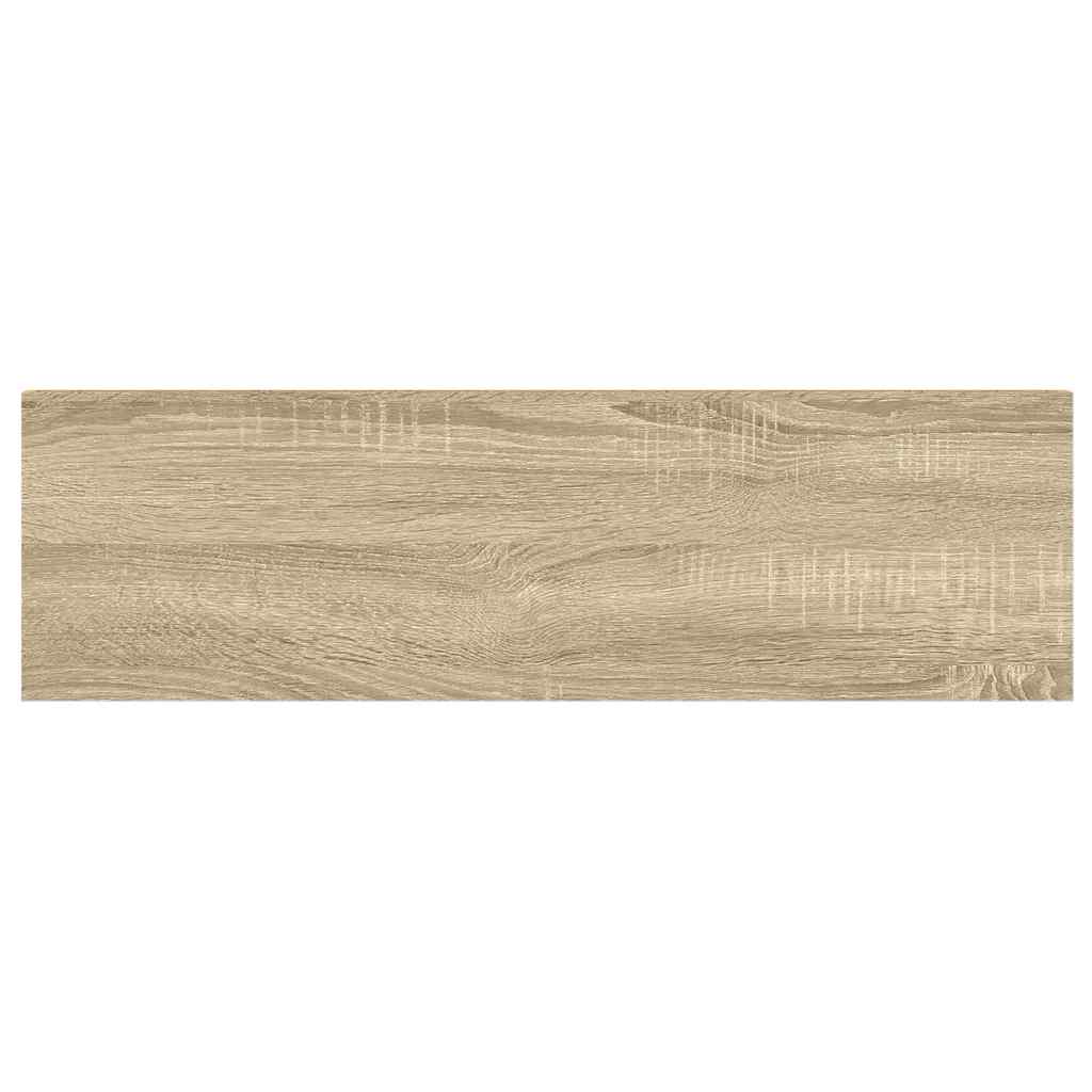 2 db fehér-tölgyszínű MDF lebegő fali polc 90 x 23,5 x 3,8 cm