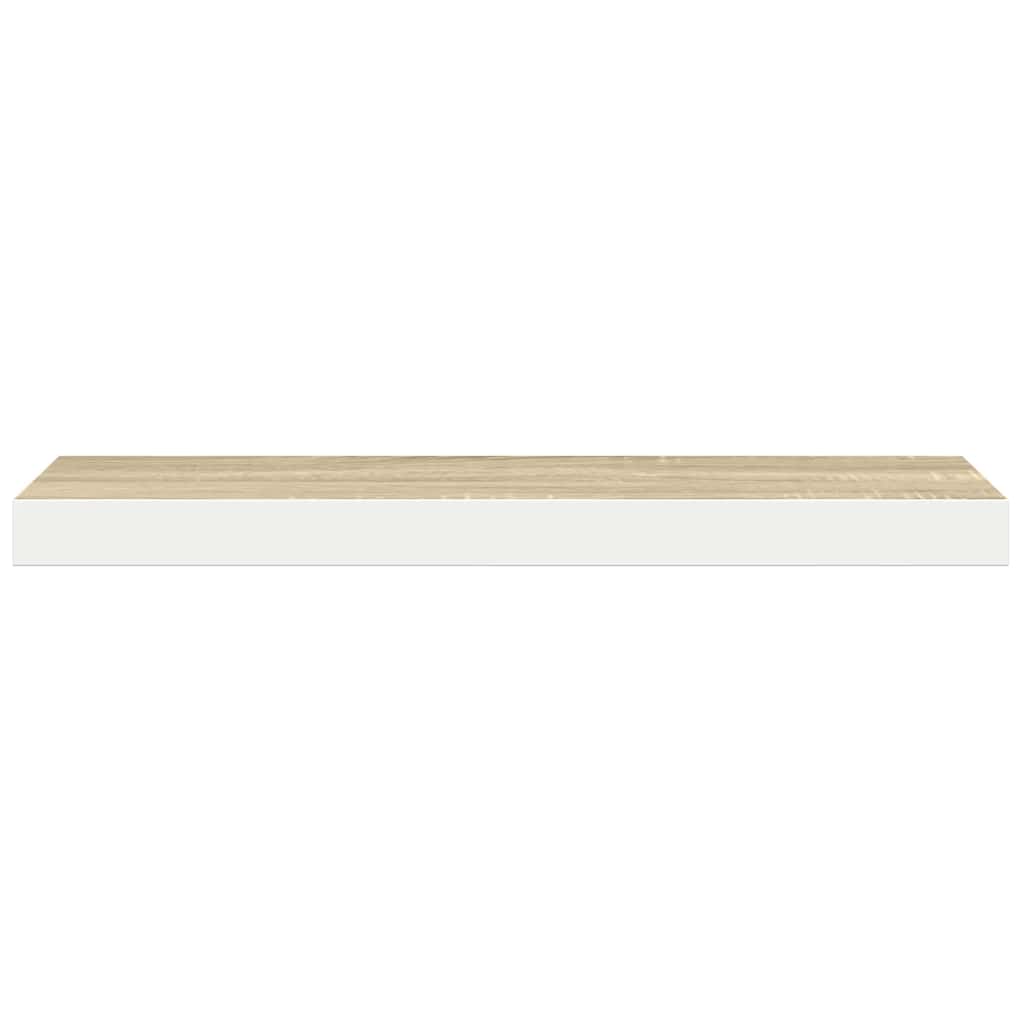 4 db fehér-tölgyszínű MDF lebegő fali polc 90 x 23,5 x 3,8 cm