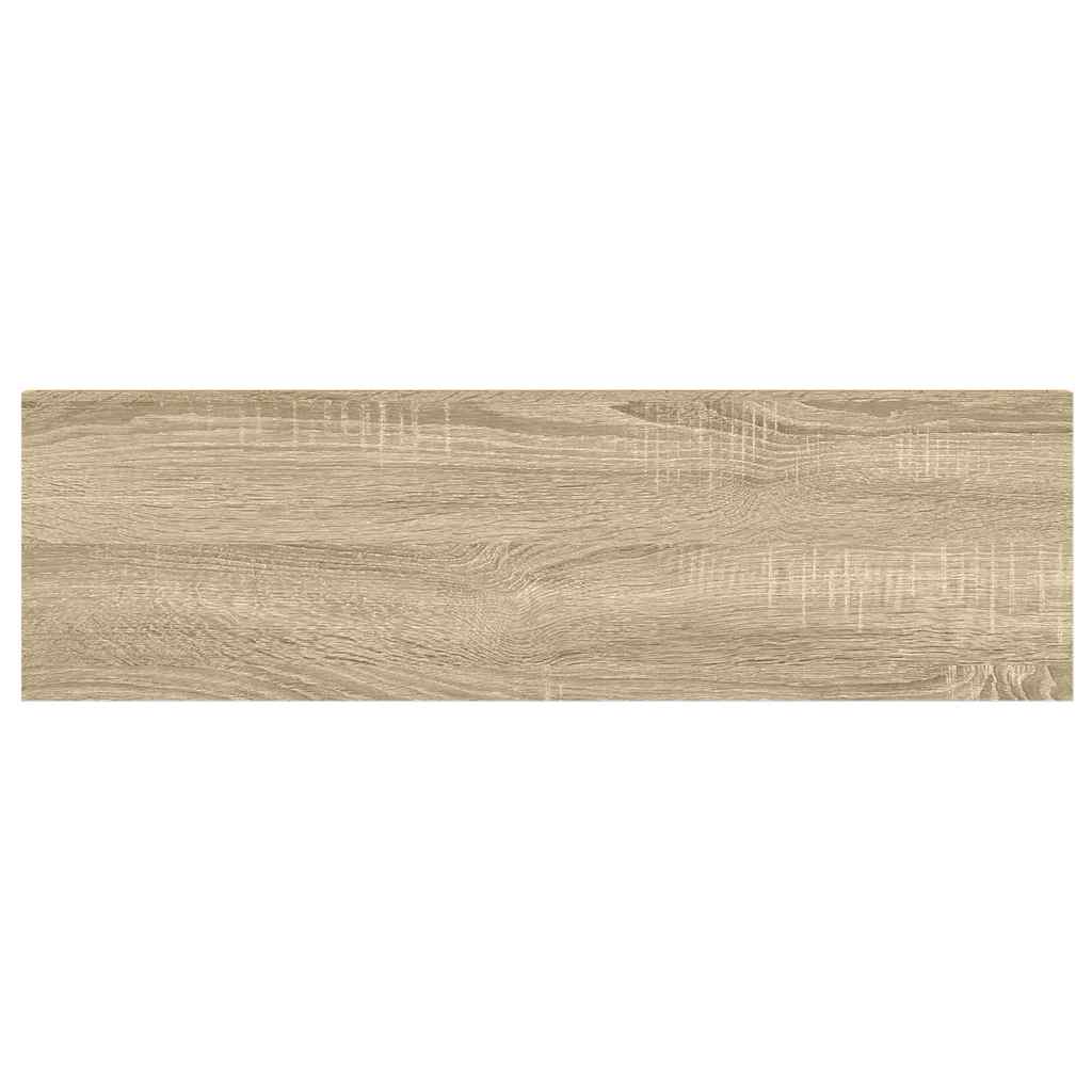 4 db fehér-tölgyszínű MDF lebegő fali polc 90 x 23,5 x 3,8 cm