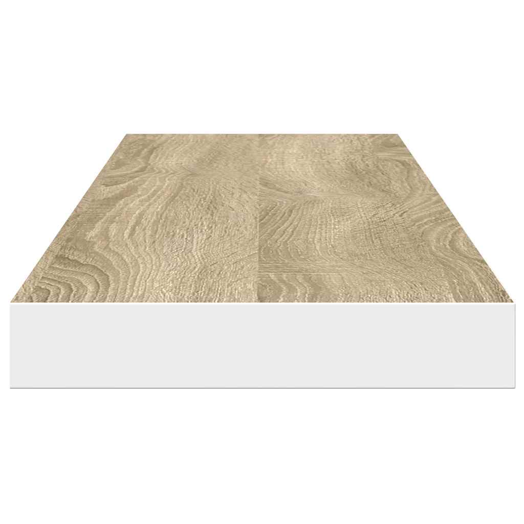 tölgyszínű és fehér MDF lebegő fali polc 120 x 23,5 x 3,8 cm
