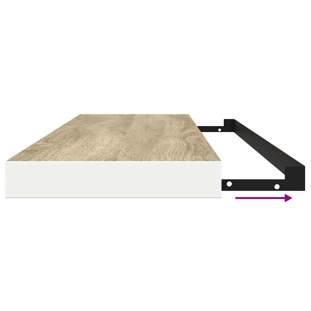 tölgyszínű és fehér MDF lebegő fali polc 120 x 23,5 x 3,8 cm